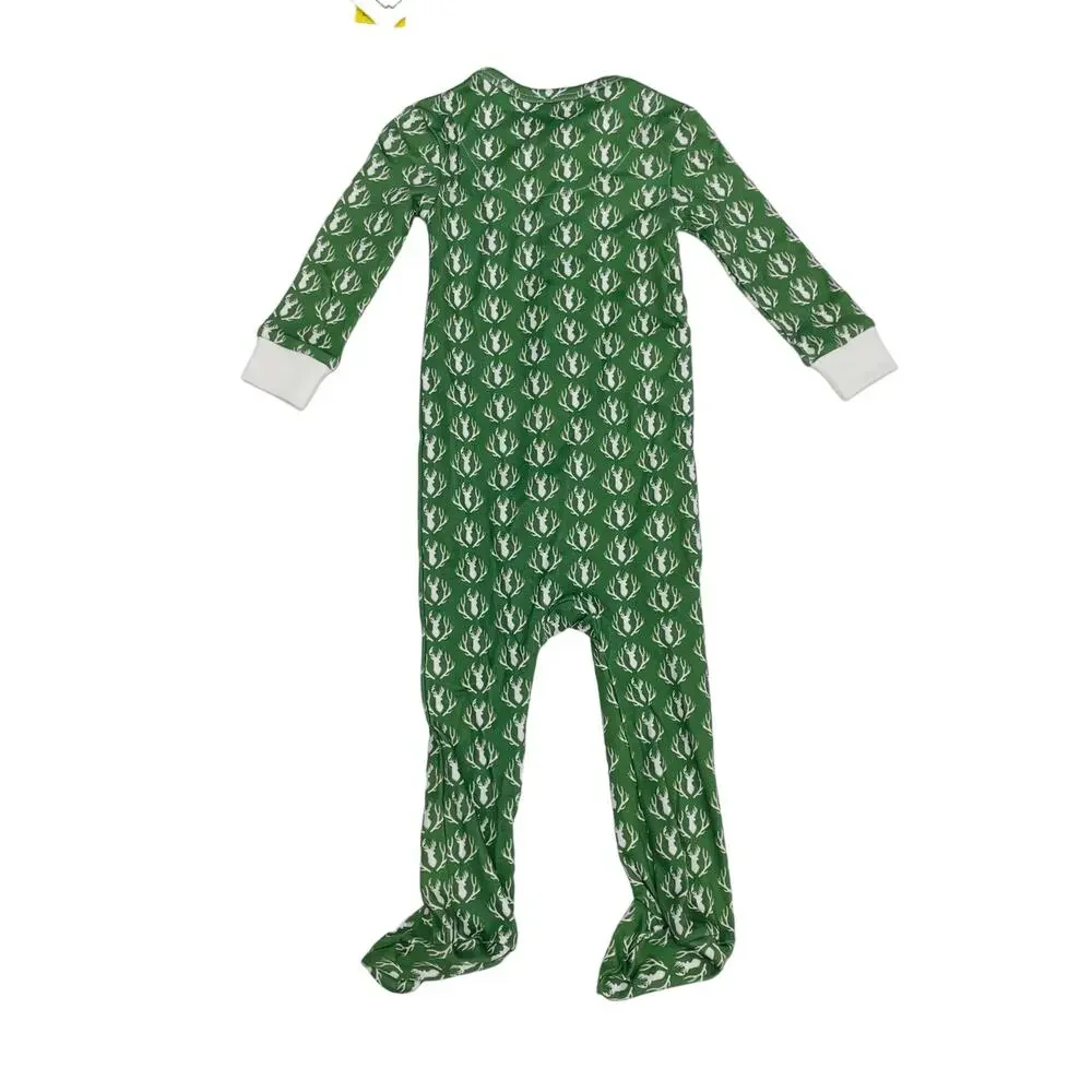NWT Lila & Hayes 6-9M Parker Zipper Pjs in Deer & Antler Footie